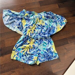 Lilly Pulitzer Blue and Yellow Floral Romper